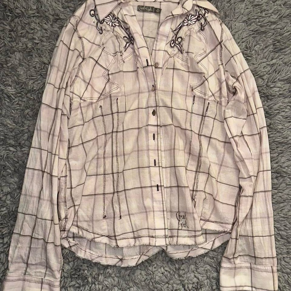 Cruel Girl Plaid Blouse in White and Black